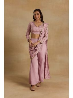 Alaya by Stage3 - Heer Purple Ready To Wear Pre Draped Saree and Blouse with Stitched