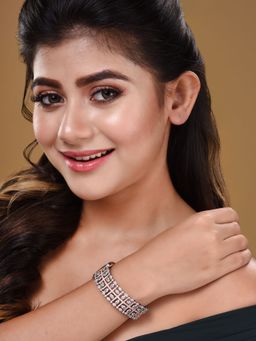 Saraf RS Jewellery - Rose Gold & Gun Metal Plated AD Bangle Bracelet