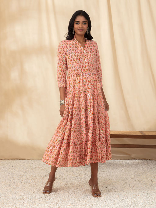 slim fit dress slacks Peach Flared Dress – DithiStudio