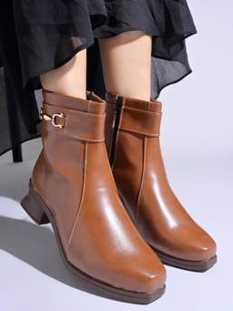 Shoetopia - Women Tan Casual Boots