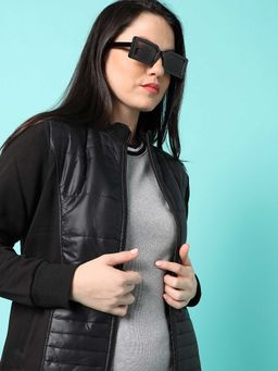 Campus Sutra - Womens Black Solid Cotton Jacket