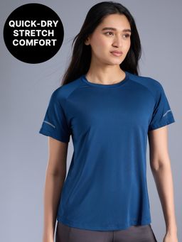 Kica - Quick Dry Tee with Soft Stretch & Reflective Detail for Gym & Running KIC026 Blue
