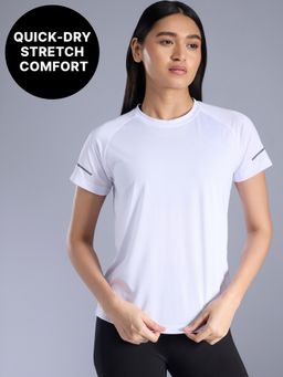 Kica - Quick Dry Tee with Soft Stretch & Reflective Detail for Gym & Running KIC026 White