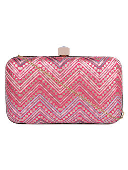 Horra - Zig Zag patterned Party Clutch Pink
