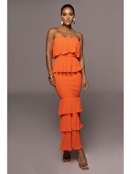 Miakee - Mexican Ruffle Dress-Orange