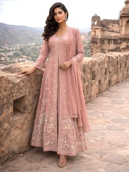MABISH LUXE - Front Open Jacket Style Anarkali with Pant and Dupatta
