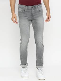 Spykar - Men Light Grey Cotton Regular Fit Narrow Length Jeans (Rover)