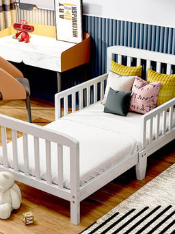 Polka Tots - White Safe & Comfortable Side snug Baby Bed (18-24 Months)