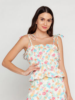 Zink London - Womens White Floral Top