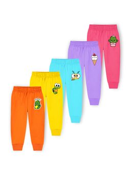 Trampoline - Girls Pack Of 5 Tortoise And Ice-cream Printed Joggers-Multi Colour
