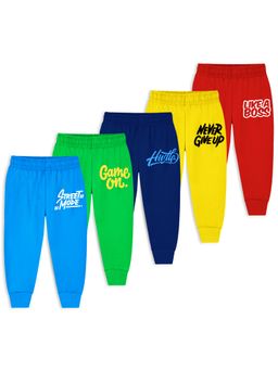 Trampoline - Kids Pack Of 5 Text Printed Joggers-Multi Colour