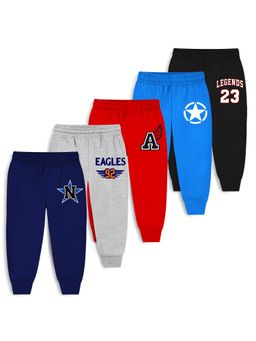Trampoline - Kids Pack Of 5 Legends 23 and Eagles 92 Printed Joggers-Multi Colour
