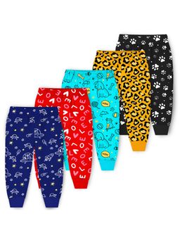 Trampoline - Girls Pack Of 5 All Over Printed Joggers-Multi Colour