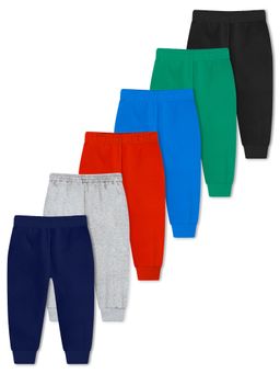 Trampoline - Kids Pack Of 6 Solid Joggers-Multi Colour