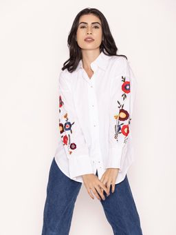 Lounge Dreams - Oversized Embroidered Pure Cotton Shirt