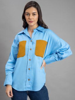 Lounge Dreams - Oversized Pure Cotton Blue Shirt