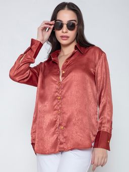 Lounge Dreams - Velvet Casual Rust Shirt