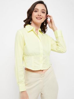 Madame - Women Solid Lemon Yellow Shirt