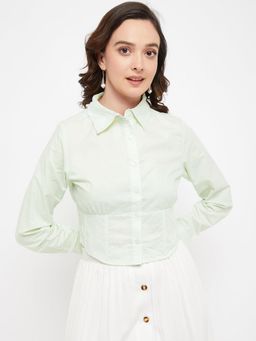 Madame - Women Solid Mint Green Shirt