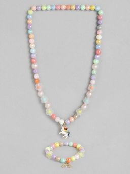 EL REGALO - Kids Girls Jewellery Multi Color Necklace and Bracelet Combo (Set of 2)