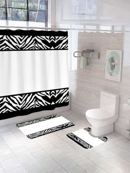 UMAI - Abstract Curtain Set & Bathmat Black and White (Set of 3)
