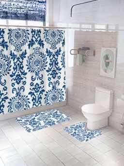UMAI - Curtain Set & Bathmat Blue (Set of 3)