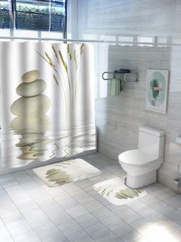 UMAI - Curtain Set & Bathmat Beige (Set of 3)