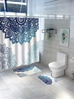 UMAI - Geometric Curtain Set & Bathmat Yellow and Black (Set of 3)