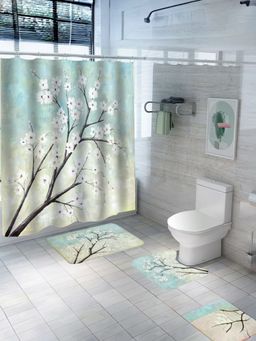 UMAI - Curtain Set & Bathmat Blue and Yellow (Set of 3)