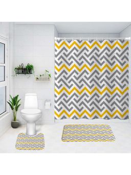 UMAI - Curtain Set & Bathmat Yellow and Grey (Set of 3)
