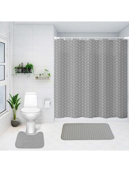 UMAI - Curtain Set & Bathmat Multi-Color Grey (Set of 3)