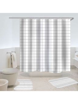 UMAI - Geometric Curtain Set & Bathmat Off-White (Set of 3)