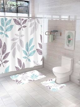 UMAI - Floral Curtain Set & Bathmat Multi-Color (Set of 3)