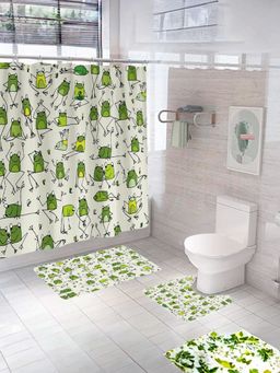 UMAI - Curtain Set & Bathmat Green (Set of 3)