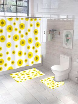 UMAI - Floral Curtain Set & Bathmat Yellow (Set of 3)