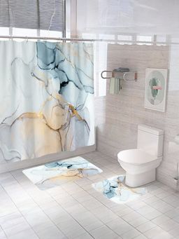 UMAI - Abstract Curtain Set & Bathmat Multi-Color (Set of 3)