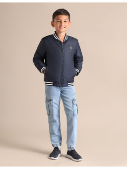 U.S. POLO ASSN. - Kids Solid Blue Full Sleeves Jacket
