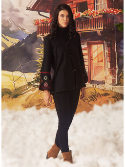 Lakshita - Women's Black Embroidered Shrug