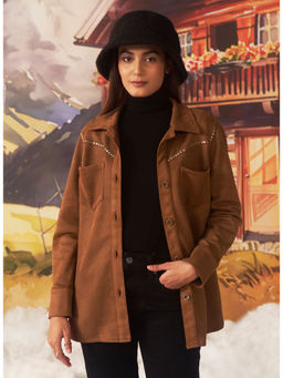 Lakshita - Women's Brown Solid Shacket