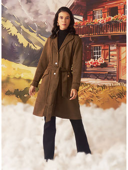 Lakshita - Women's Olive Solid Winter Coat