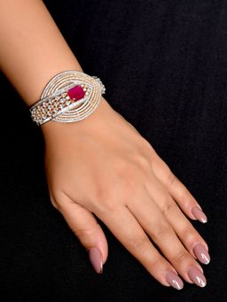 AG'S - Saanvi American Diamond Ruby Bracelet