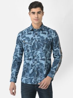 CRIMSOUNE CLUB - Men Shirt In Blue Camouflage Print