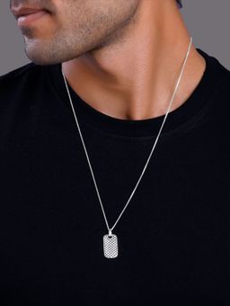 GIVA - 925 Silver Oxidised Silver Confident Pendant With Box Chain For Him