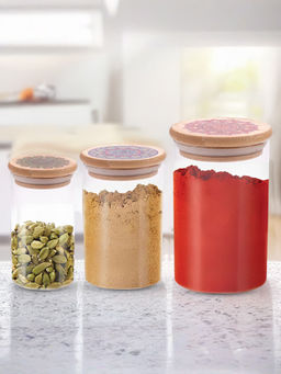 The Better Home - Kitchen Glass Containers Set with Lid- 300Ml, 600Ml, 1000Ml (Pack of 3)