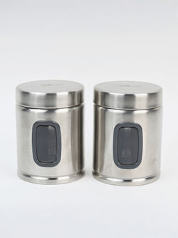 The Better Home - Stainless Steel Jars with See Through Panel 1000Ml (Pack of 2)