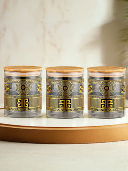 The Better Home - Borosilicate Storage Jar Set with Bamboo Lids, 850Ml (Pack of 3)