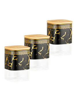 The Better Home - Borosilicate Storage Jar Set with Bamboo Lids, 1000Ml (Pack of 3)