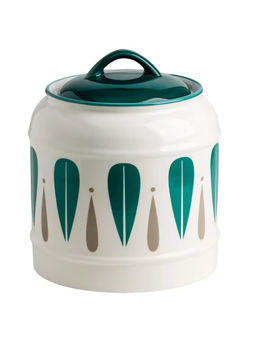 The Better Home - Ceramic Jar For with Lid 2.5L, Green Leaf Design