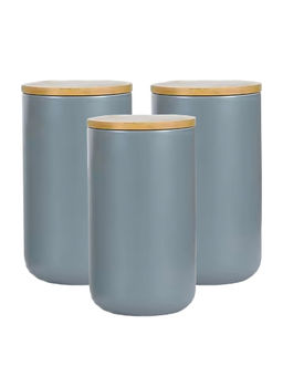 The Better Home - Ceramic with Bamboo Lid, 1000Ml, Grey (Pack of 3)