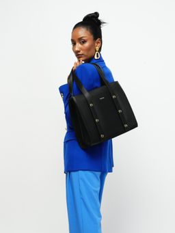 THESTO - Adjustable Tich Button Tote Black (XL)